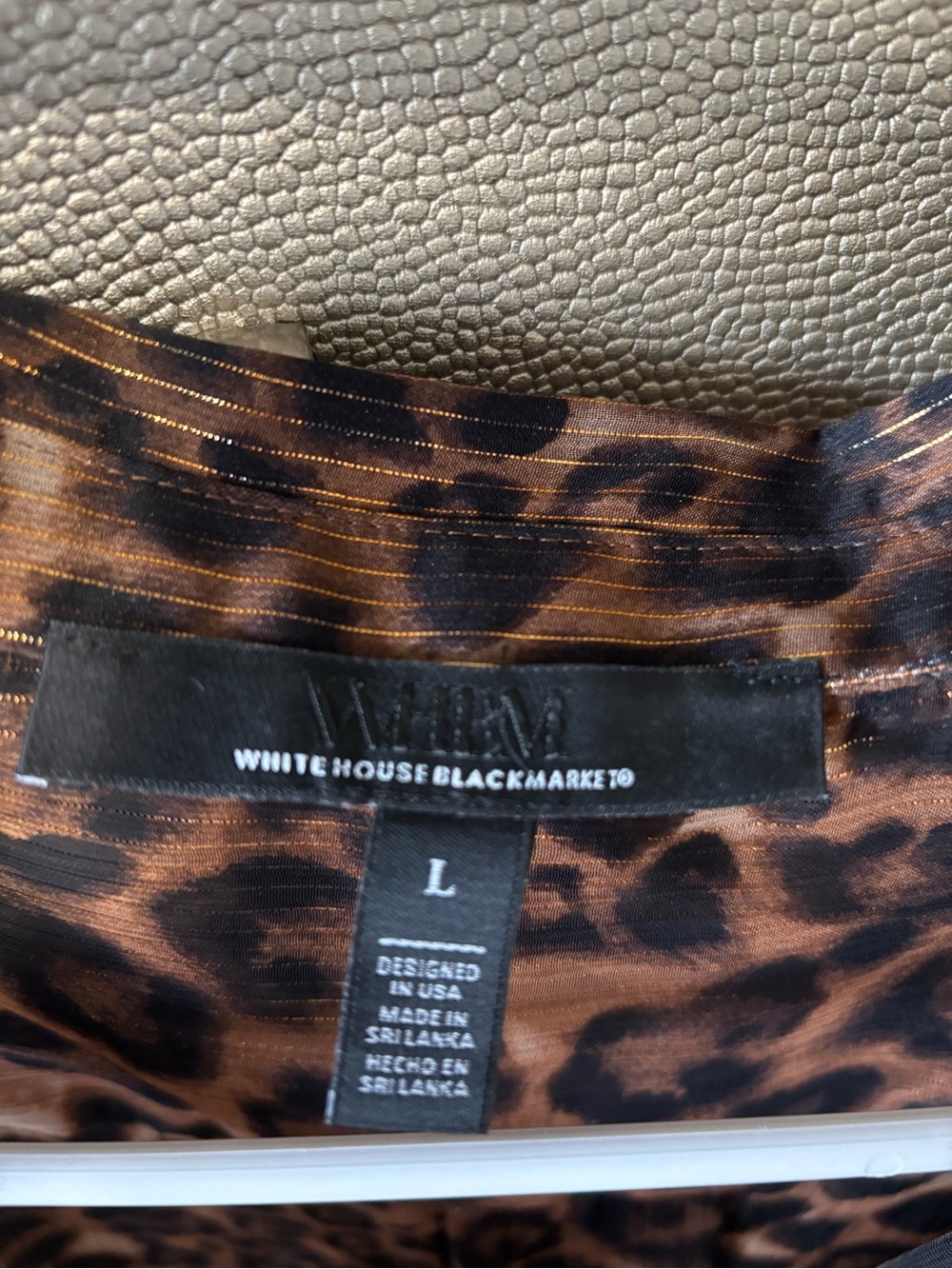 White House Black Market Brown Leopard Sheer Button-Down Blouse - Picture 2 of 3